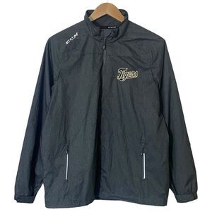 CCM Hockey Jacket Windbreaker Mens Large Tactical Cool Tigers Full Zip Gray